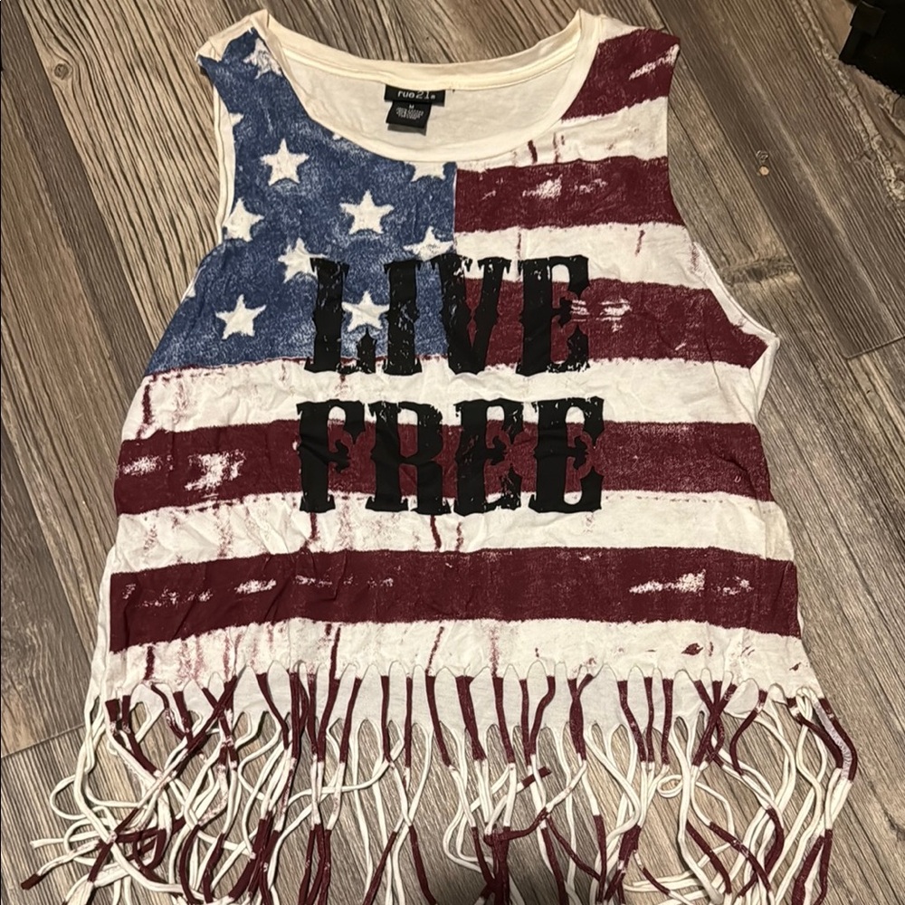 American Flag Fringe Tank Top